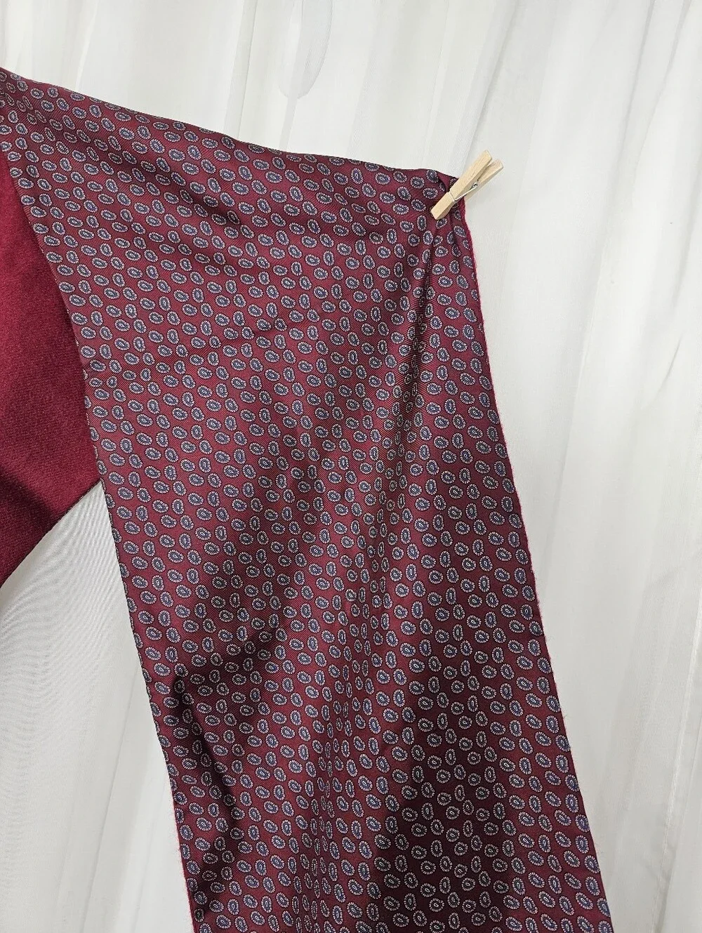 Vintage Christian Dior Silk & Wool Reversible Paisley Scarf Burgundy